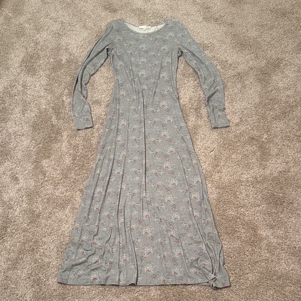 LoveShackFancy blue Floral Long Sleeve Dress